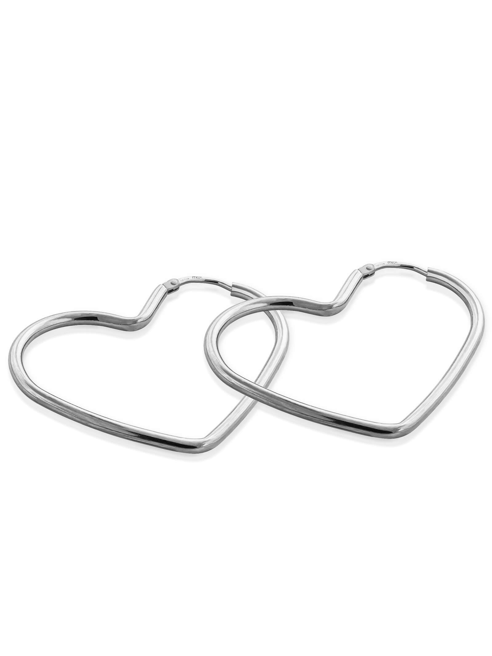 Kreolen HERZ Silber Rhodiniert 