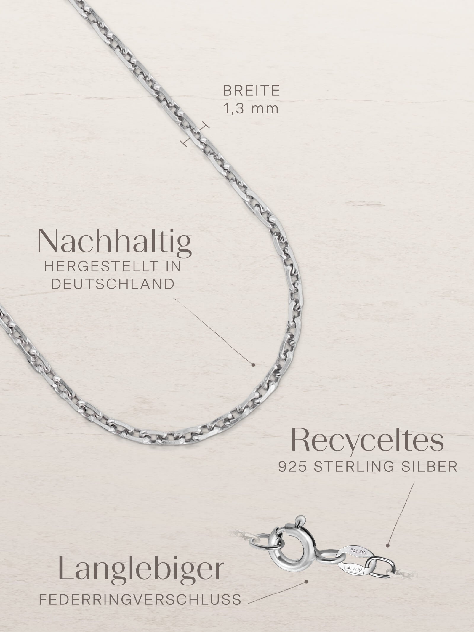 Ankerkette DELICATE Dünn Silber Diamantiert-4