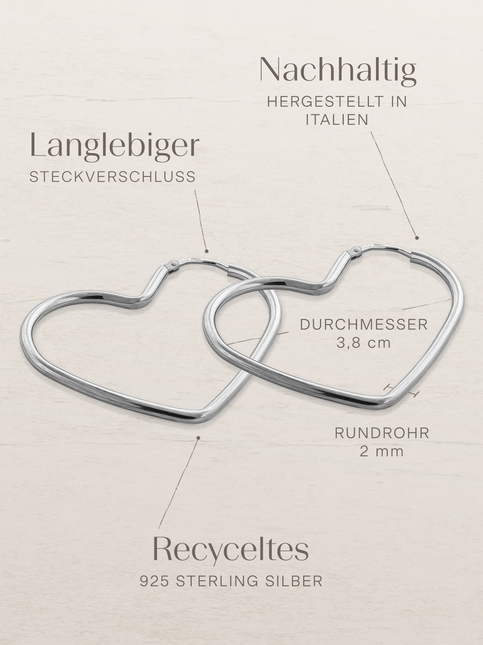 Kreolen HERZ Silber Rhodiniert 