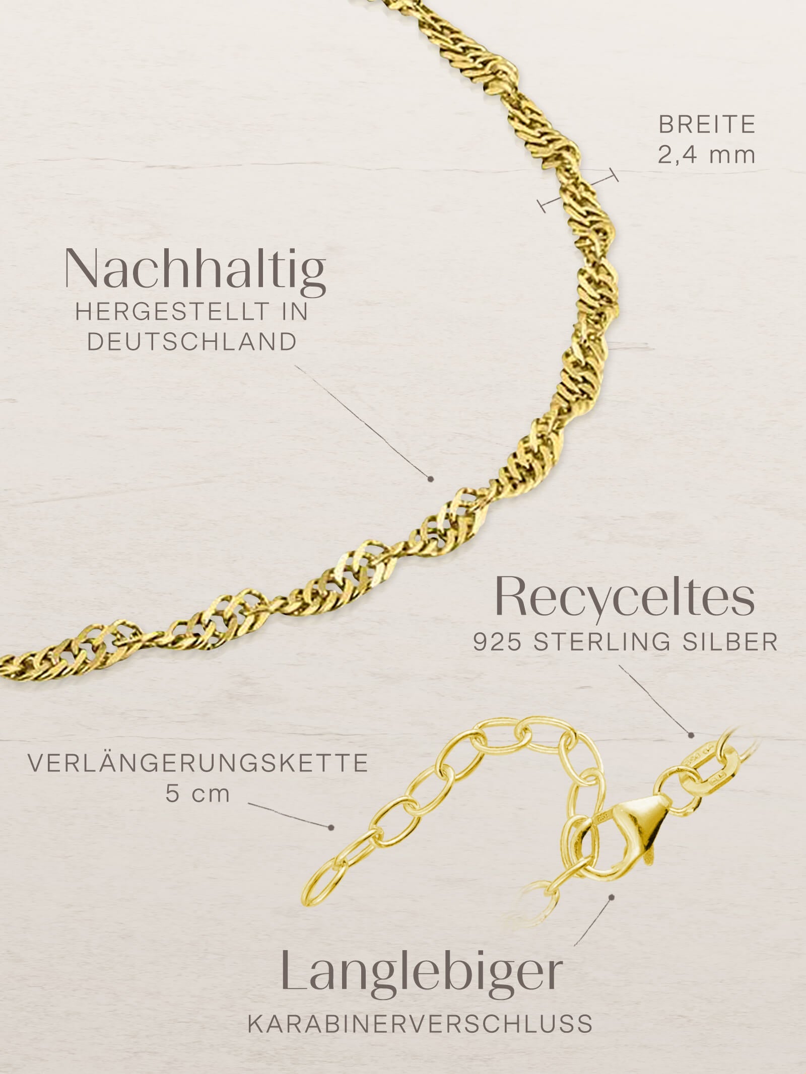 Fußkette Singapurkette SINGAPORE Vergoldet 