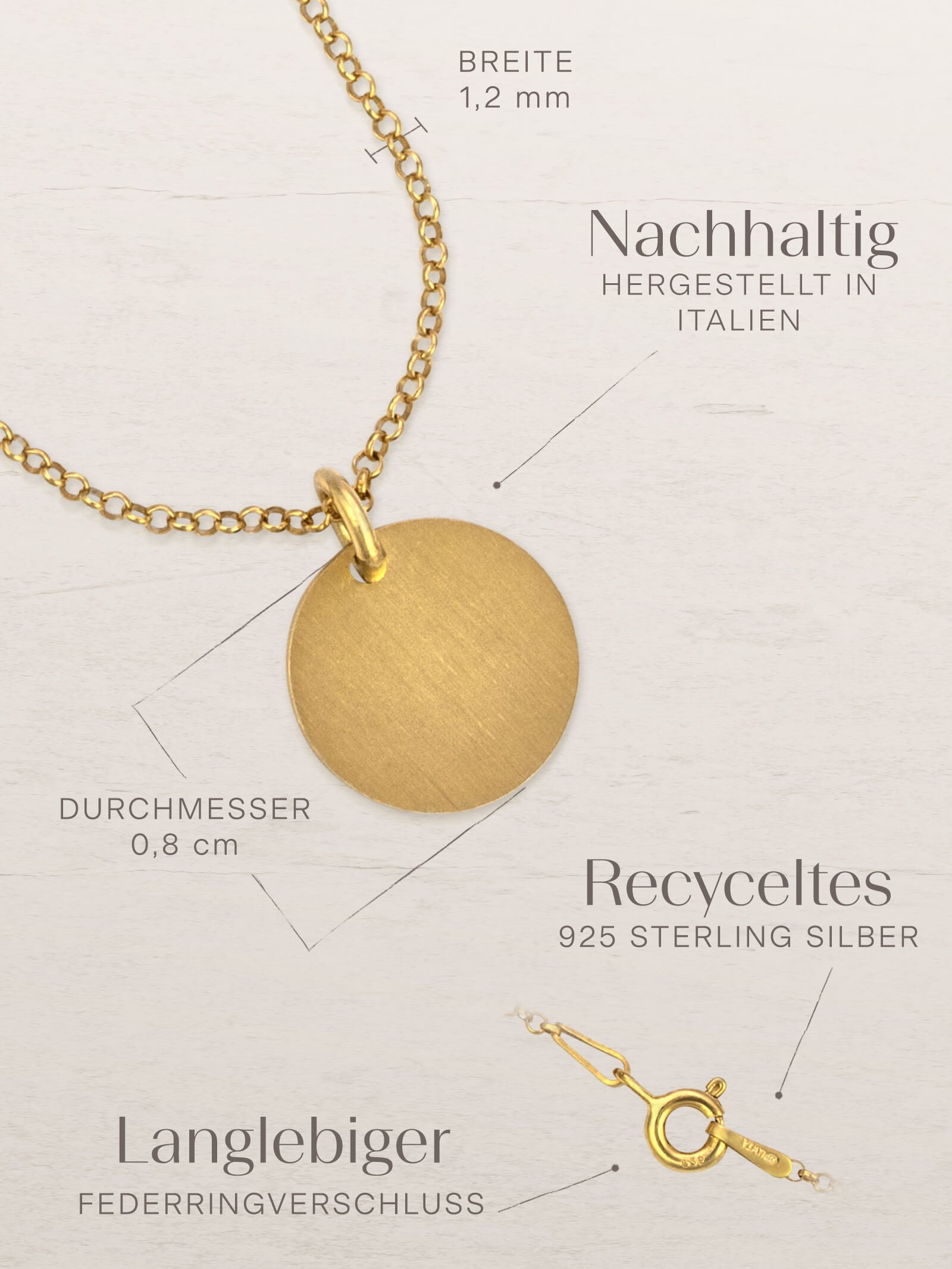 Kettenanhänger CIRCLE 1,2 cm Vergoldet-4