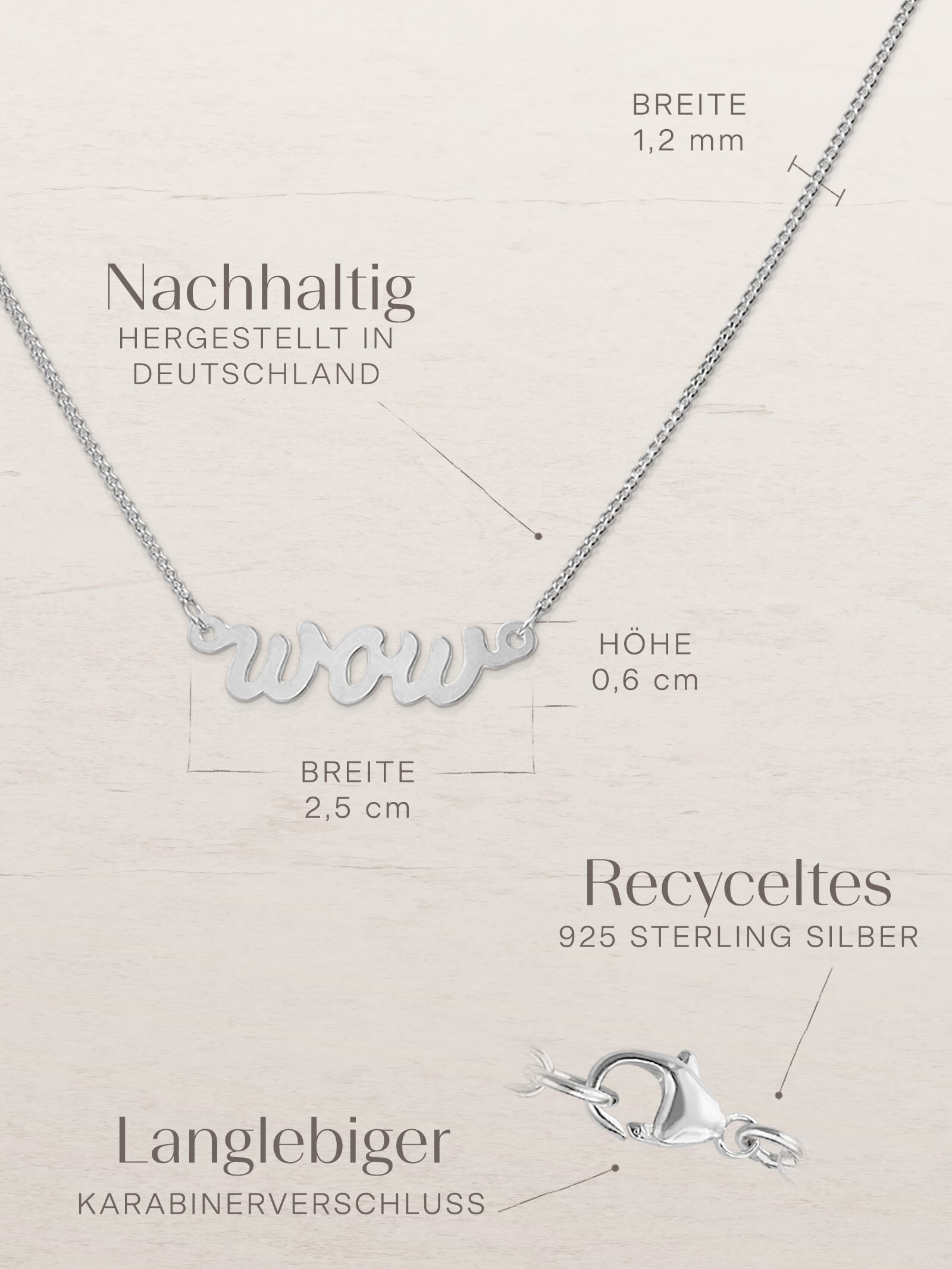 Kettenanhänger WOW Silber Rhodiniert-4